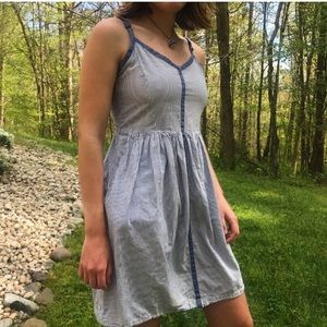 Blue striped skater dress